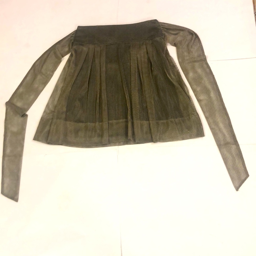 Ermanna 44 Skirt Metallic Link Knit Pleated Sheer Bow Straps Excellent Condition